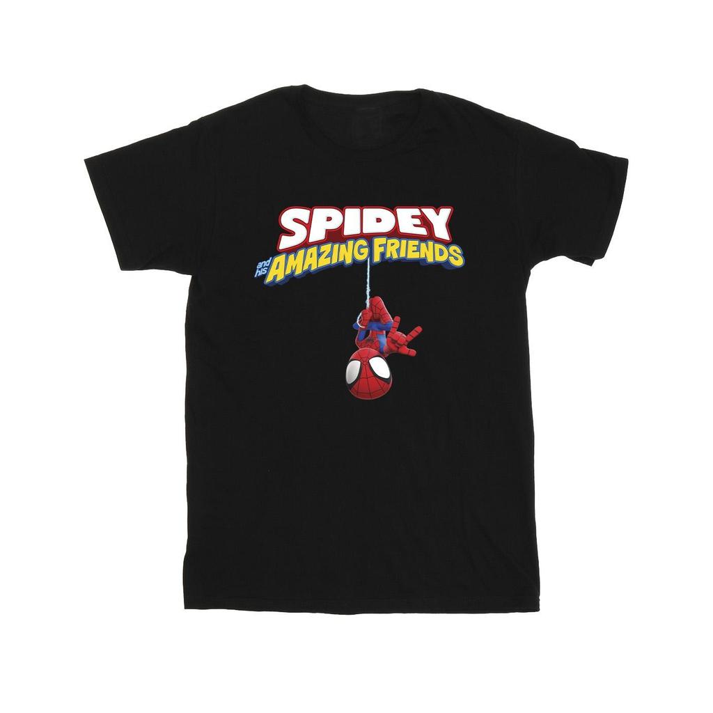 Marvel Mens Spider-Man Hanging Upside Down T-Shirt