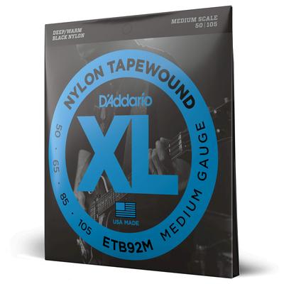 Струны для бас-гитары D'Addario Black Nylon Wound Medium .050-.105 ETB92M Официальная японская версия