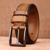 Мужской Пояс из Цельной Коровьей Кожи Первого Сорта Повседневный Простой Кожаный Пояс с Пряжкой-Штырьком Мужской Пояс для Среднего Возраста и Молодых Людей