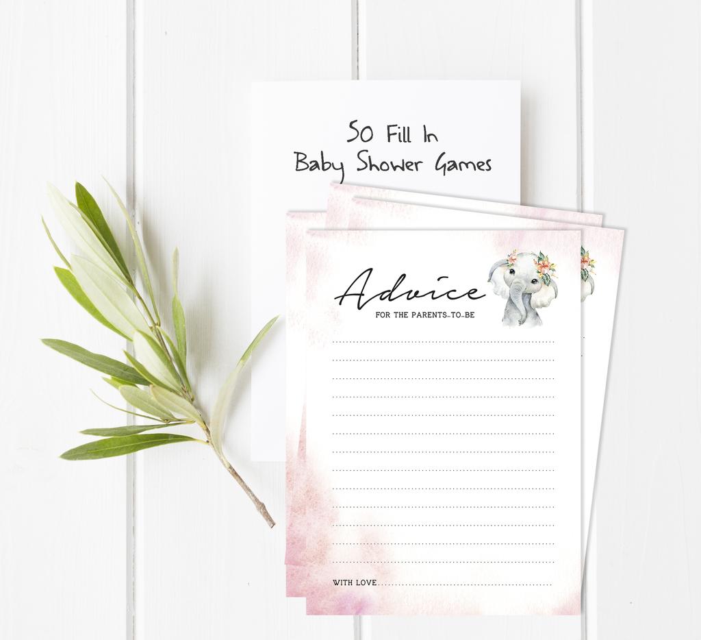 Inkdotpot Игровой набор для вечеринки по случаю рождения ребенка из 50 игр BabyA AlphabetA ABCA для девочек-слонят в джунглях