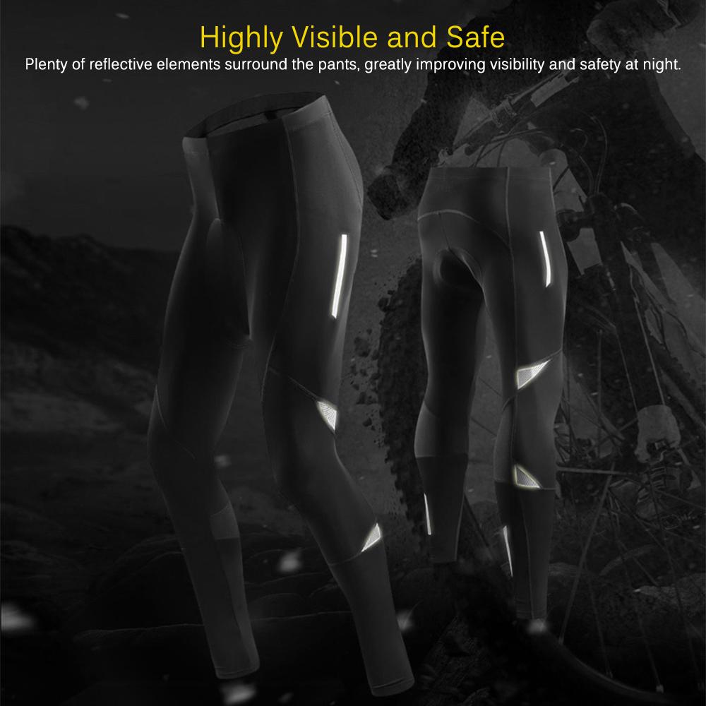 Men"s Reflective Bicycle Pants Gel Padded Cycling Tights Leggings Outdoor Riding Bike Pants
