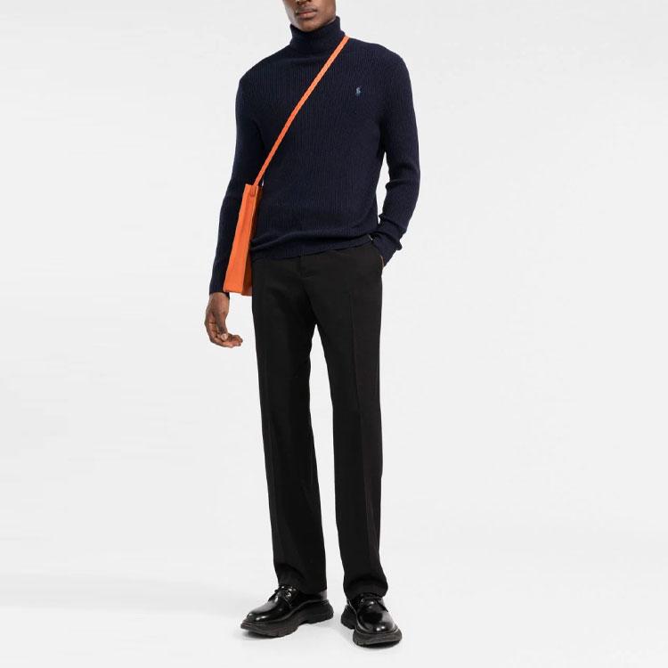 Polo Ralph Lauren FW21 Вышитый логотип с высоким воротом, мужской свитер, синий 710810838-002