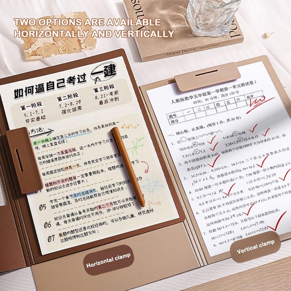 with Metal clip A4 File Folder Dual-use Writing Pad Fashion Test Paper Storage Organizer Office
