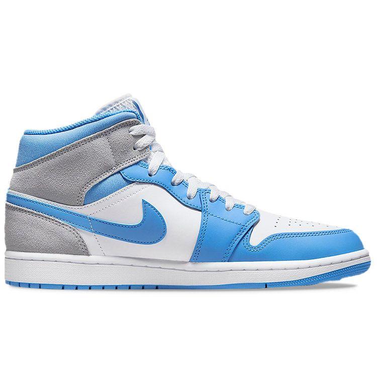 Кроссовки Air Jordan 1 Mid SE University Blue Мужские Белый Волк-Серый DX9276-100