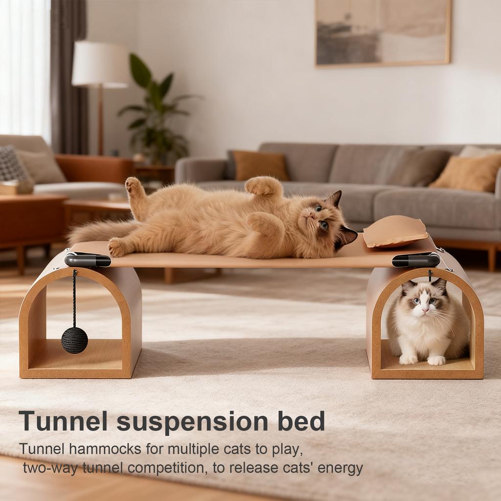 2-in-1 Tunnel Pet Camp Bed Collapsible Pet Sleeping Bed Washable Mesh Cover Cat Tunnel Bed Breathable for Puppy Rabbit Ferret
