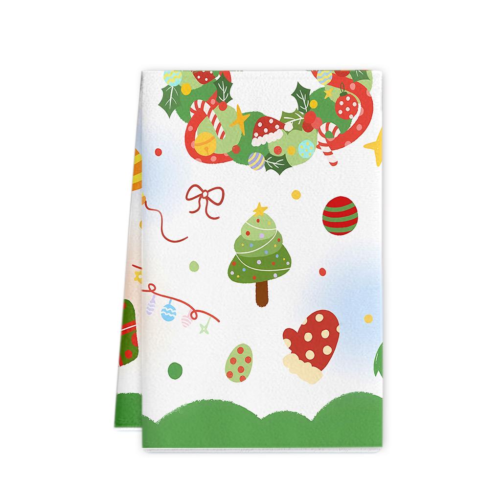 Рождественское полотенце 2025 новое трансграничное полотенце из микрофибры с принтом кухонное полотенце праздничное украшение