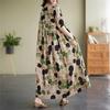 Summer Resort Mori Girl Long Plus Loose Bohemian Floral Perfect for Popular Free Floral Print [kisetsumate] Women's Dress, Cotton-Linen, Style, Dress,