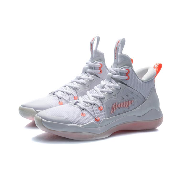 Li Ning ПУ Легкие, Износостойкие И Нескользящие Баскетбольные Кроссовки Средней Высоты Мужские Белые ABAQ059-1