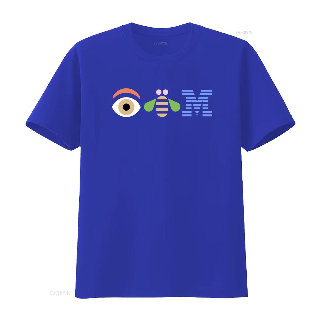 IBM Компьютеры Логотип Глаз Пчела М Технология Футболка Размер Средний Крутой Дизайн для Техно-Любителей винтажный Постиранная графика Удобная