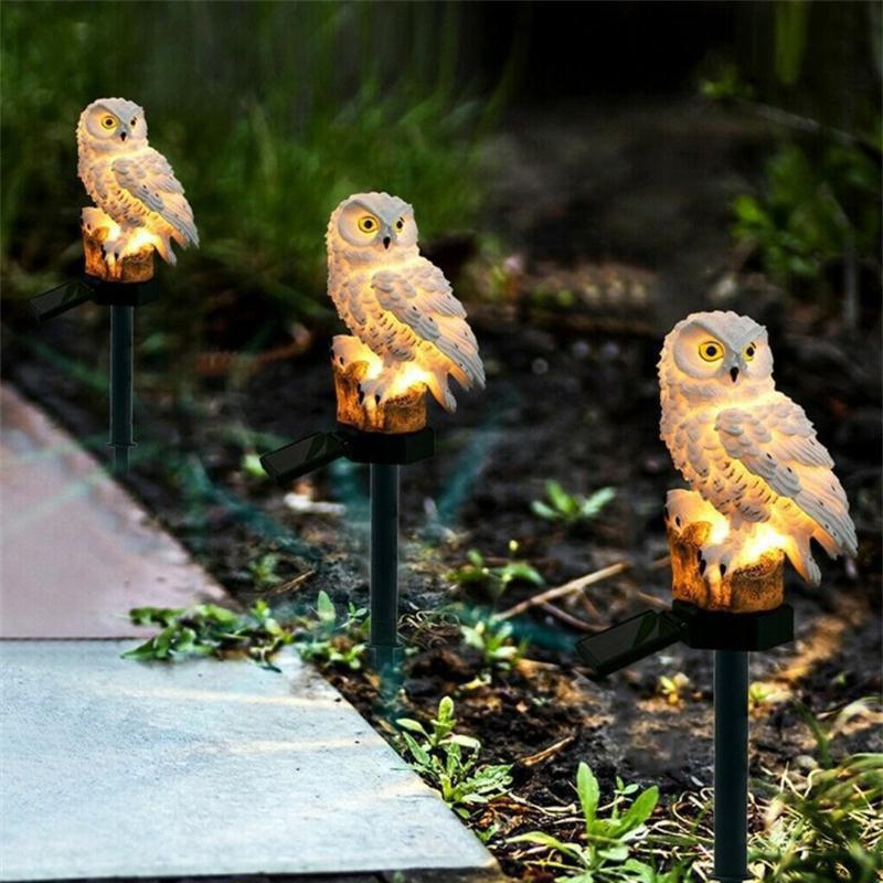 Solar Owl Resin LED Light Outdoor Garden Floor Insertion Light Garden Path Street Light Christmas Day Decorative Atmosphere Light