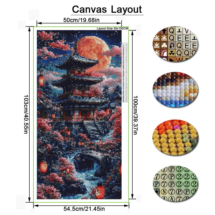 Large Size Diamond Painting Moon Attic Lantern Landscape Diy Full Square Round Drill Rhinestone Embroidery Mosaic Cross Stitch Kits Wall Decor