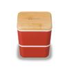Masakazu Antibacterial Lunch Box 2 Tiers Matratt Square Nest Lunch 10 X 10 X 11 Cm Red