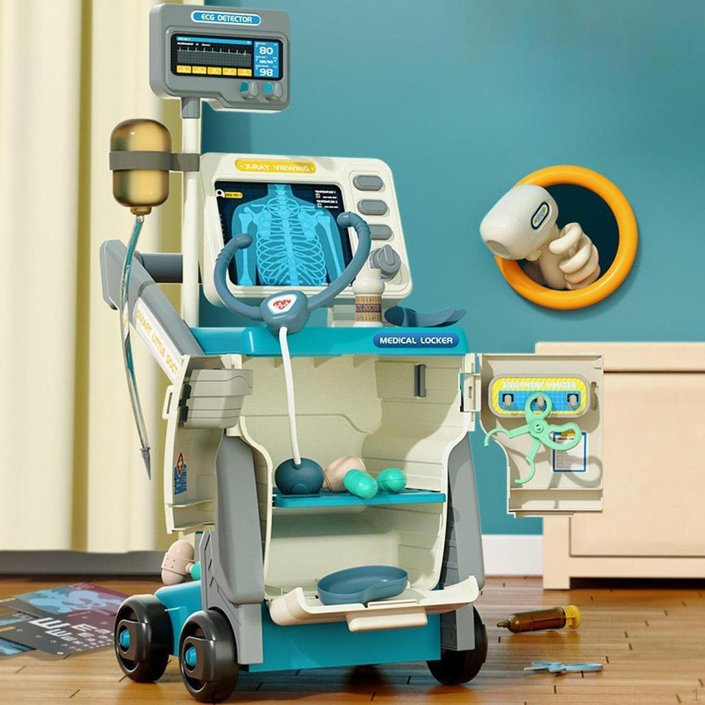 Case for Children with Cart, Station Set Pretend Play, Role Play