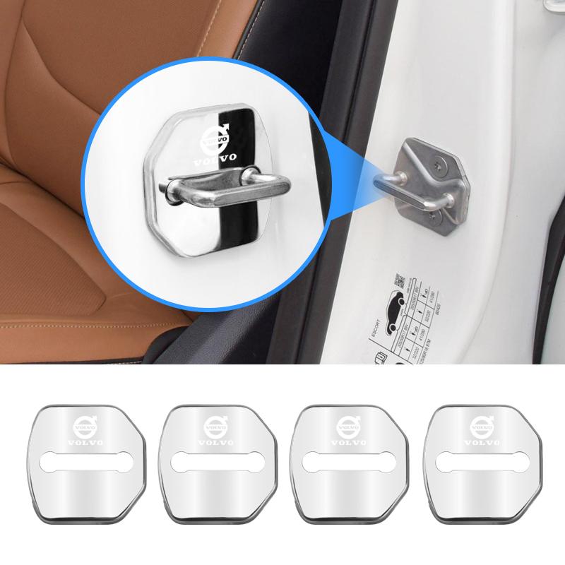 4PCS Car Door Lock Cover Stainless Steel Protection Accessories For Volvo V60 V40 XC90 V90 S60 C30 XC60 V50 V70 S90 XC40 S80 T6