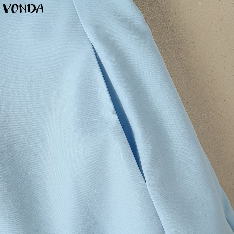 VONDA Элегантное женское повседневное мини-платье с V-образным вырезом и короткими рукавами, неэластичное