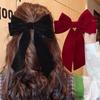 Velvet Bowknot Hair Clips Wine Red Bang Clip Sweet Large Bow Hairpin Girls