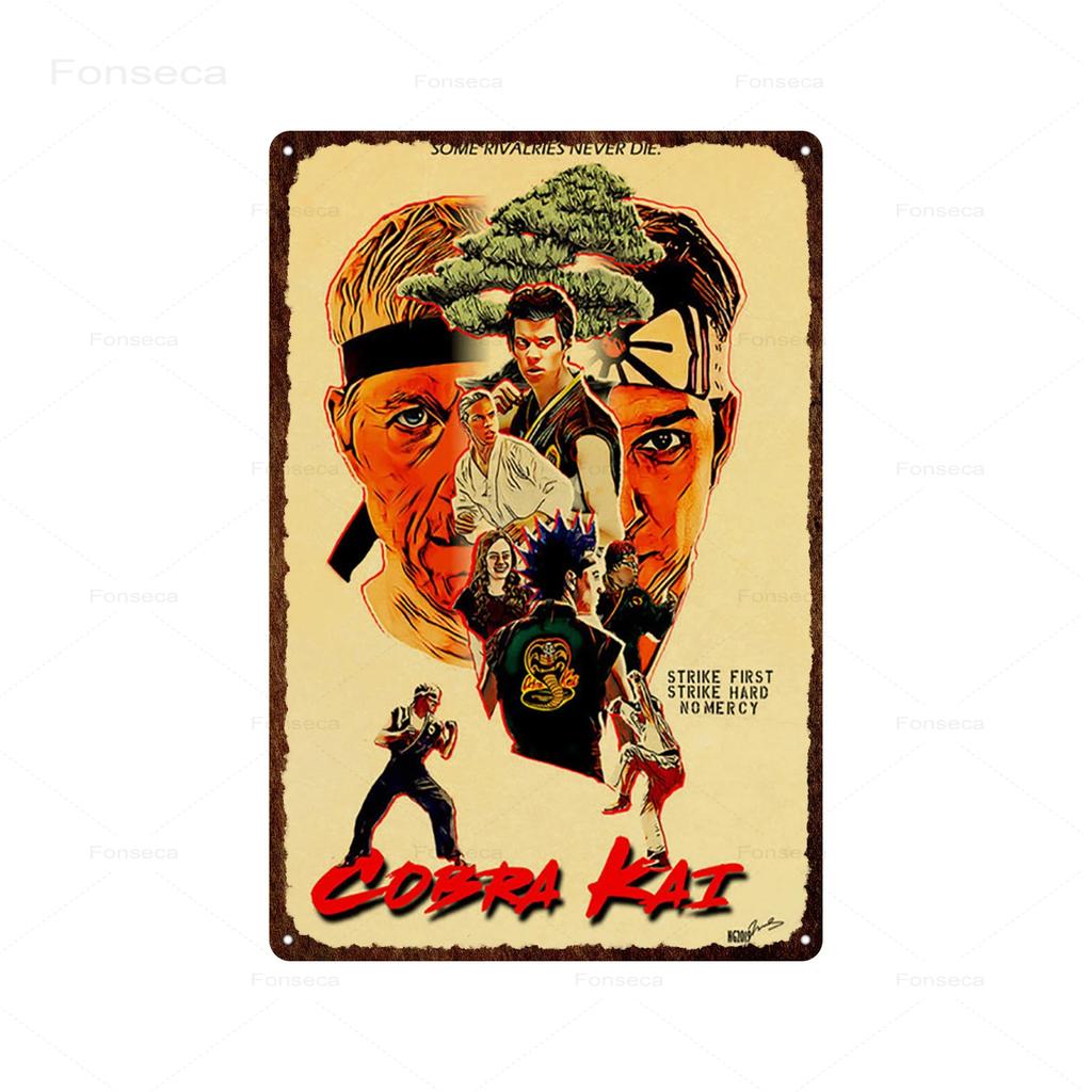 Классический комедийный фильм о кунг-фу. Жестяные таблички с изображением «Кобра Кай» в стиле ретро для украшения бара и дома.