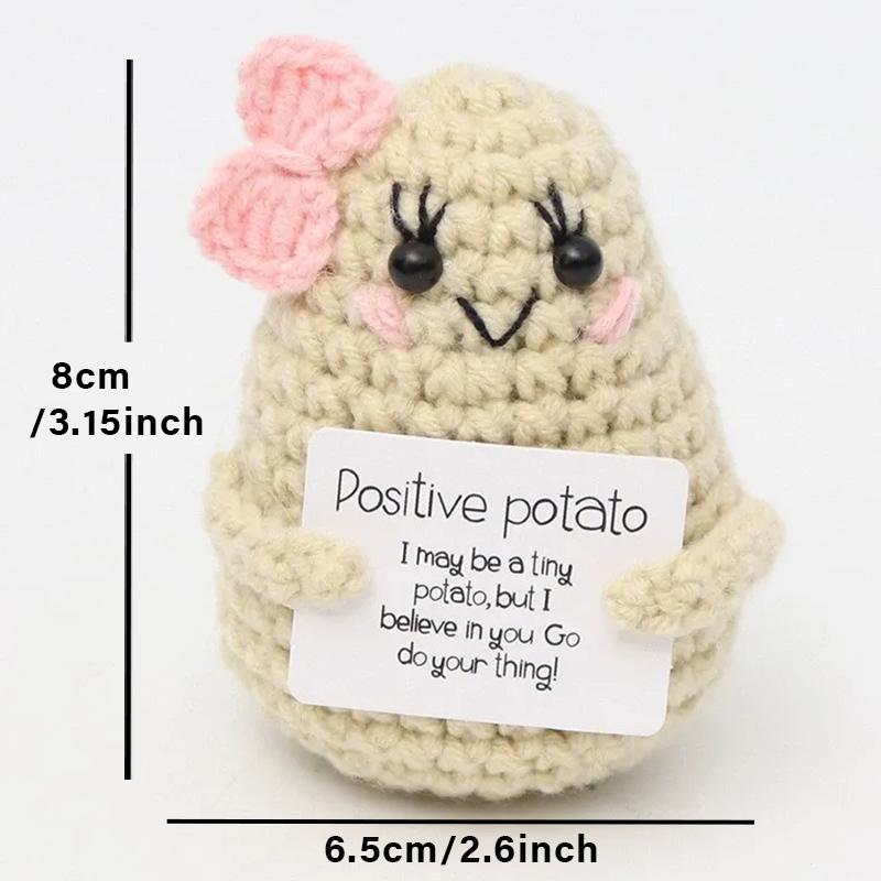 Mini Positive Potato Funny Avocado Duck Cute Knitted Crochet Doll with Card for Women Men Mom Dad Friend Birthday Cheer Up Gifts