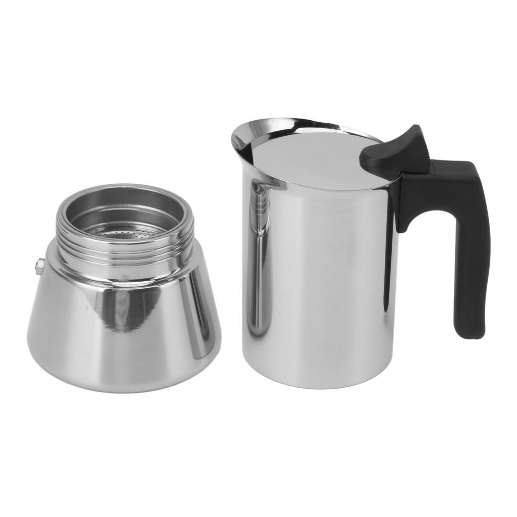 Кофеварка Moka Pot объемом 300 мл из пищевой нержавеющей стали, безопасная для установки на плиту с изолированной ручкой