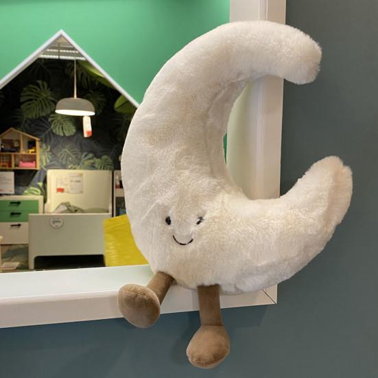 Yousheng Moon Sun Pillow Cartoon Style Elastic Fully Filling Plush Stuff Toy Sofa Bed Couch Decoration Companion Office Nap Pillow Car Seat Pillow