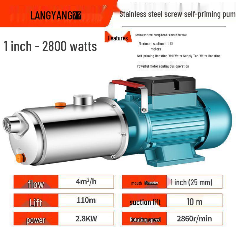 Automatic Stainless Steel Self-Priming Screw Pump for Household Water Boosting and High Head Suction