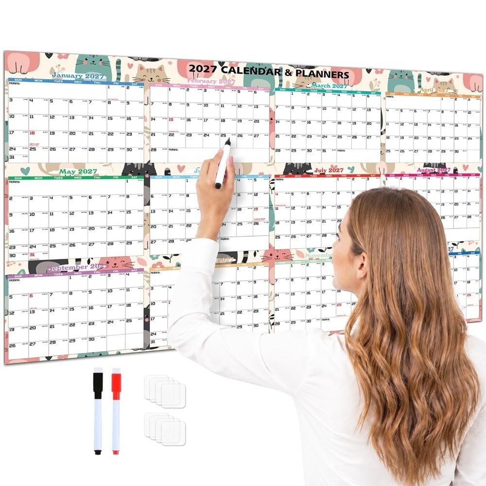 Large Size Yearly Wall Planner Erasable Surface Calendar Planner Sheet Family Planning