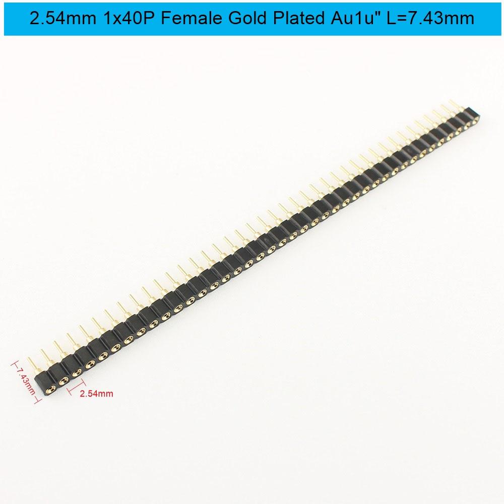 5pcs 2.54mm Pitch 1x40 2x40 40 80 Pin Female Male Hole Round Header Strip Connector Straight Single Double Row Tin Gold Plated