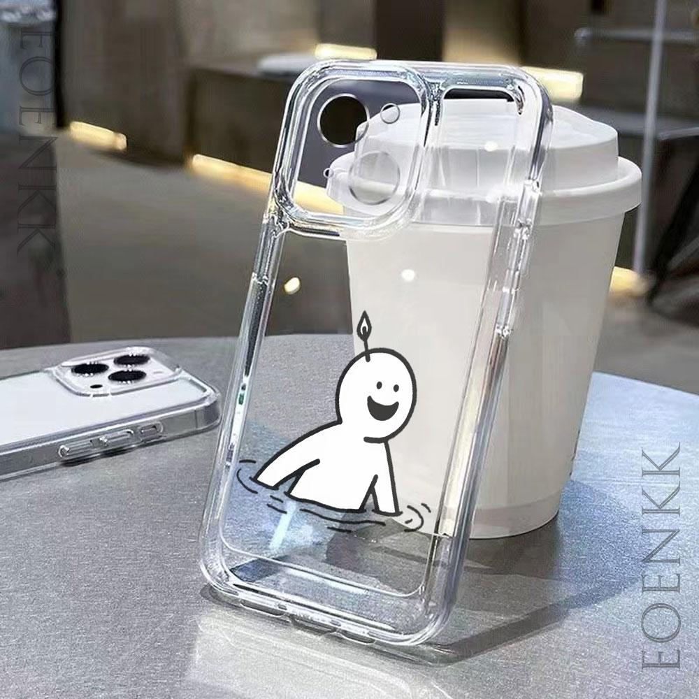 Силиконовый чехол для телефона с человечком-палкой для iPhone 14 13 15 16 12 11 Pro Max X XR XS 14 15 16 Plus 12 13 Mini Прозрачная бамперная крышка