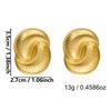 Stainless Steel Texture Geometric Spiral Stud Earrings for Women Vintage Gold Color Unusual Stud Earrings Trending Jewelry Gift