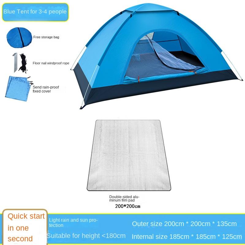 Tent Outdoor Camping Overnight Folding Portable 3-4 People Camping Equipment Thickened Rainproof Automatic Tents Double