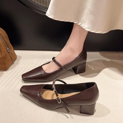 Модные женские туфли Мэри Джейн на толстом каблуке в стиле ретро, модные женские туфли-лодочки с неглубоким вырезом и острым носком, удобные для офиса, больших размеров