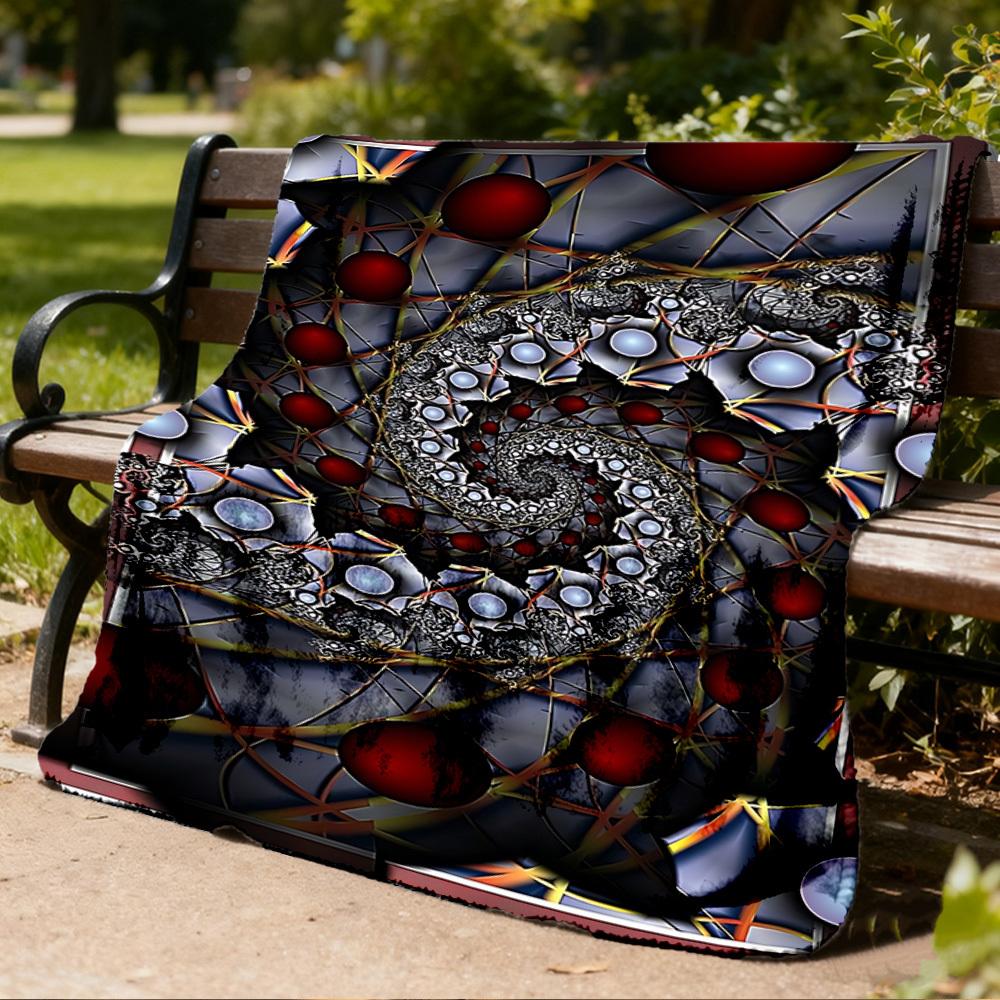 1pc Abstract Artwork Print Outdoor Blanket, Lightweight Polyester,
