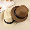 Summer Gangster Cap Wide Brim Jazz Dress Hat Straw Panama Cap Cowboy Fedora Hat Sun Hat
