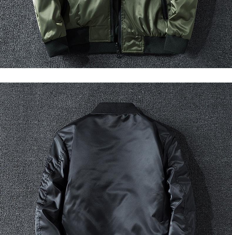 Men's Plus Size Reversible Winter Bomber Jacket - Extra Thick Cotton Baseball Style Coat