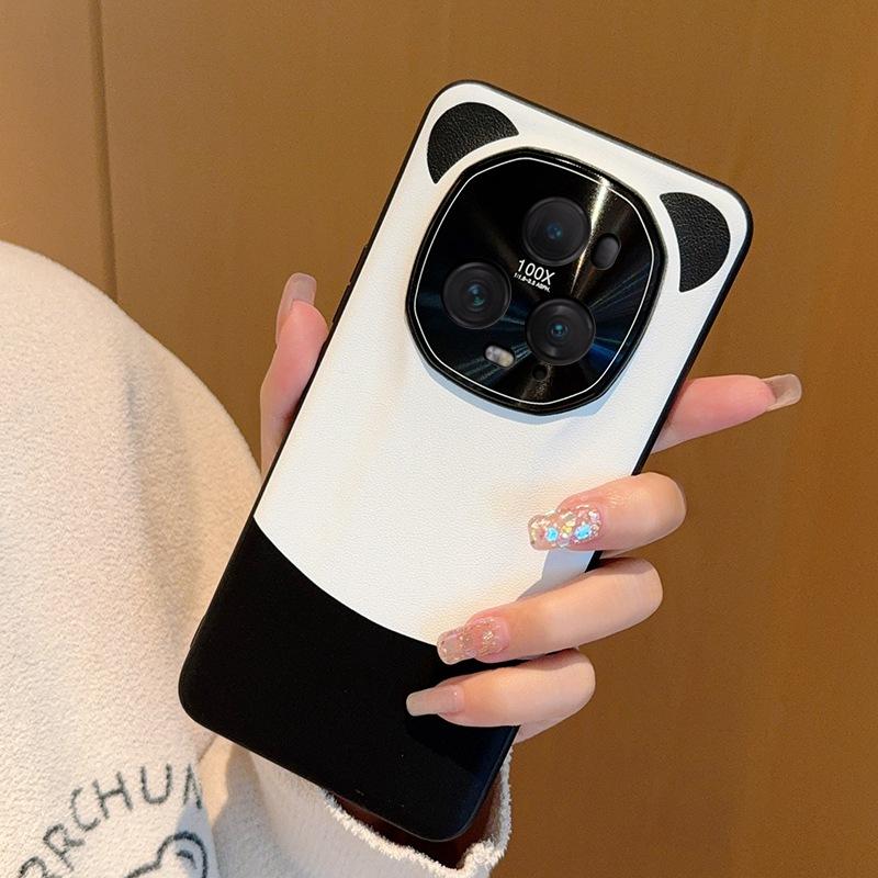Ушки панды подходят для чехла на телефон Honor magic5pro, однотонная кожа, подбор цвета Magic 5, наклейка для версии magic5 ultimate
