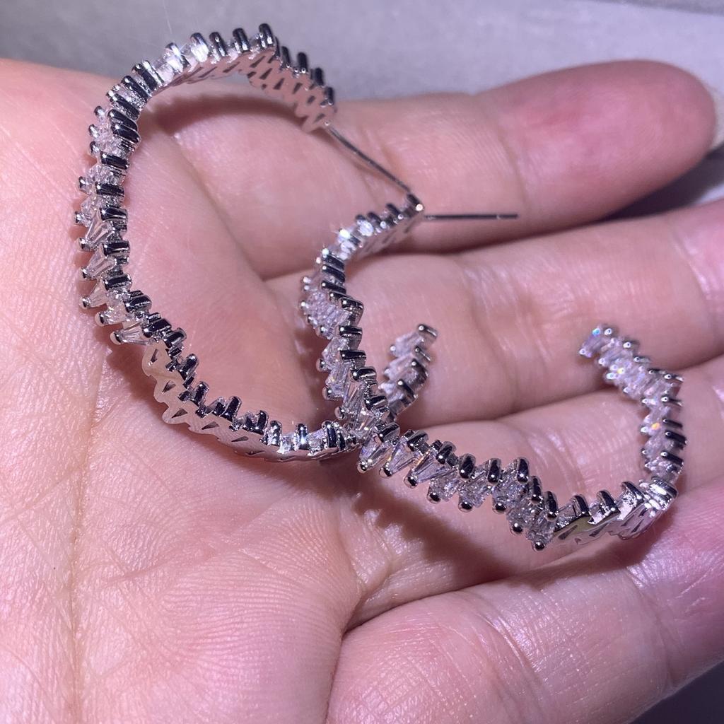 Хип-хоп нерегулярные преувеличенные серьги ювелирные изделия ручной работы из стерлингового серебра 925 пробы T принцесса огранки 5A CZ женские свадебные серьги-гвоздики в подарок