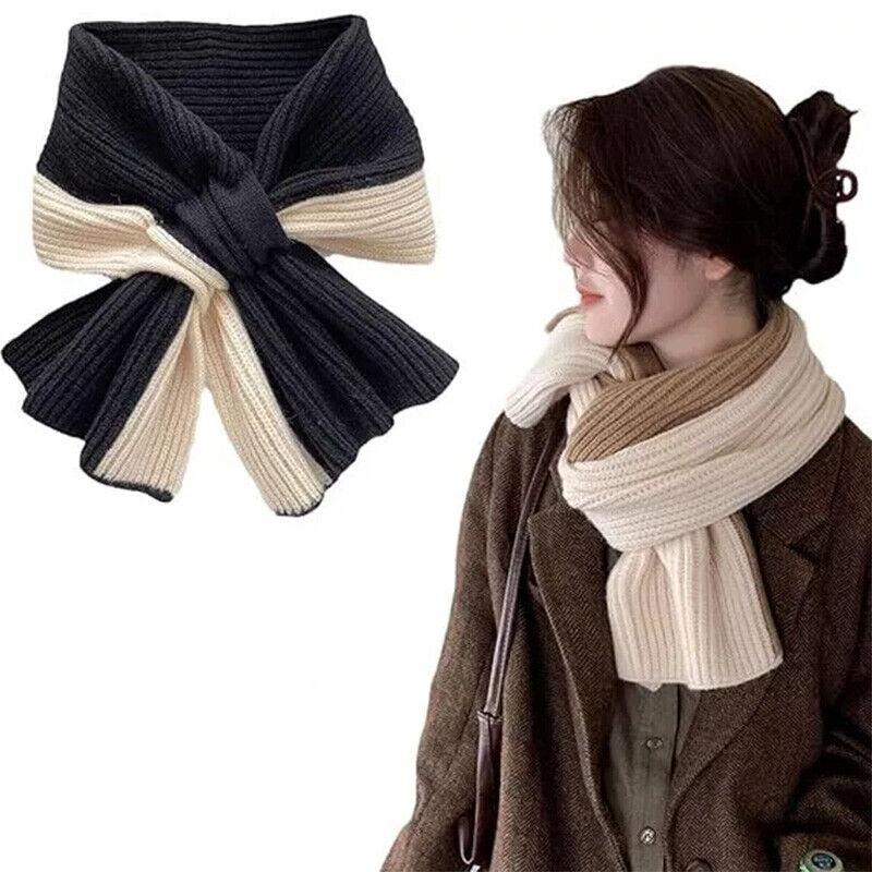 Новый зимний женский вязаный шарф с крестообразным воротом, шаль в корейском стиле