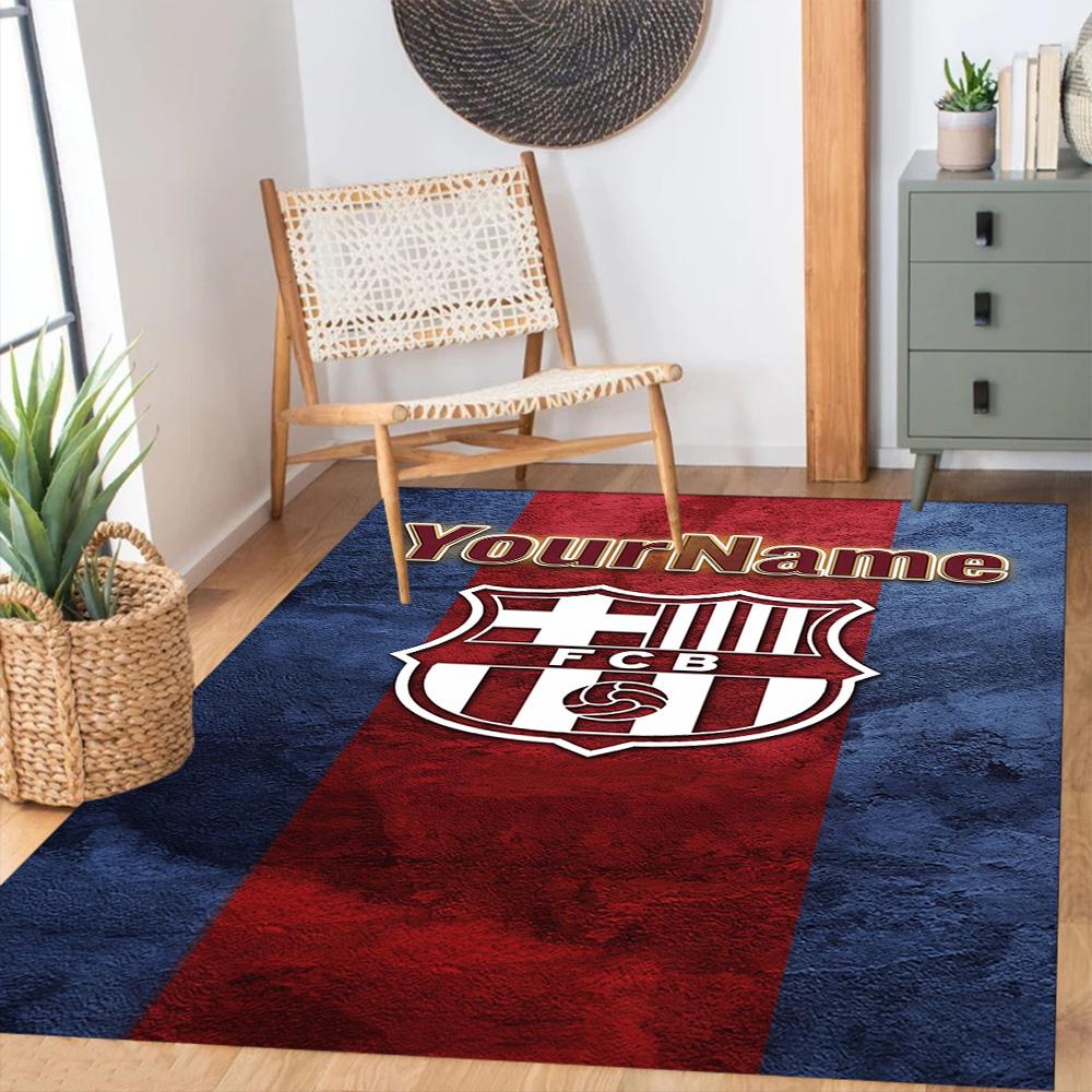 Fc Barcelona Customized Name Area Rug Design for Dormitory Entryway Outdoor Foyer Anti-slip Rug Office home decor Perfect Birthday/Christmas Gift Idea