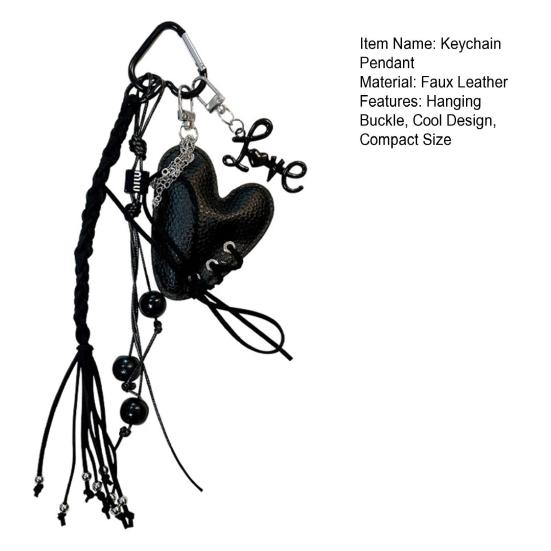 Брелок-подвеска Многофункциональная подвесная пряжка с карабином Искусственная кожа Дизайн ремешка в форме сердца Портативный аксессуар-шарм для сумки