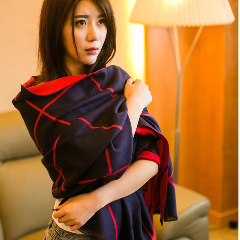 Двусторонний клетчатый офисный шарф-шаль