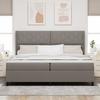 Box Spring Bed with Pillows and Headboard Taupe 200 x 200 cm Fabric