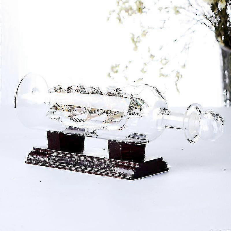 Sailboat Drifting Bottle With Wooden Base 3d Decorative Glass Ornament Ship In Wine Bottle 24*10.2cm New