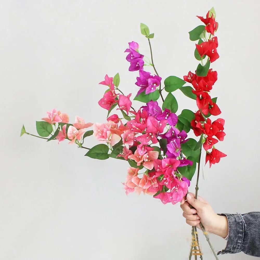 1pc 76cm Artificial Bougainvillea Flower Garland Floor Mounted Vine for Outdoor Wall Arch Wedding Centerpieces Decoration Flower