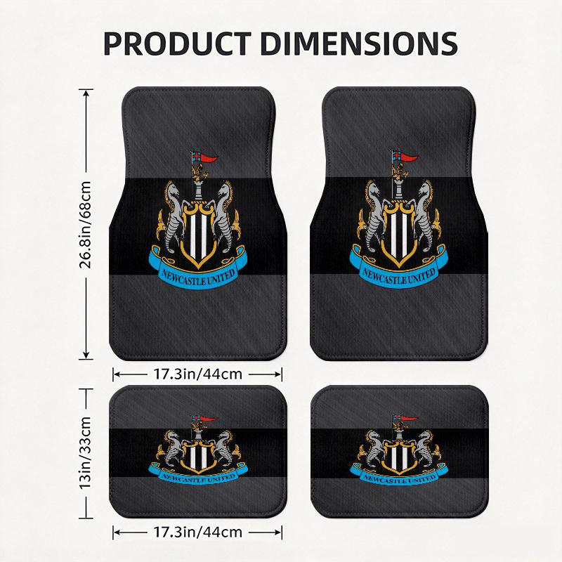 Newcastle United F.C Pattern Black Car Floor Mats Full Car Mats, XPE Non-Slip And Wear-Resistant Mats Suitable for SUV Interiors