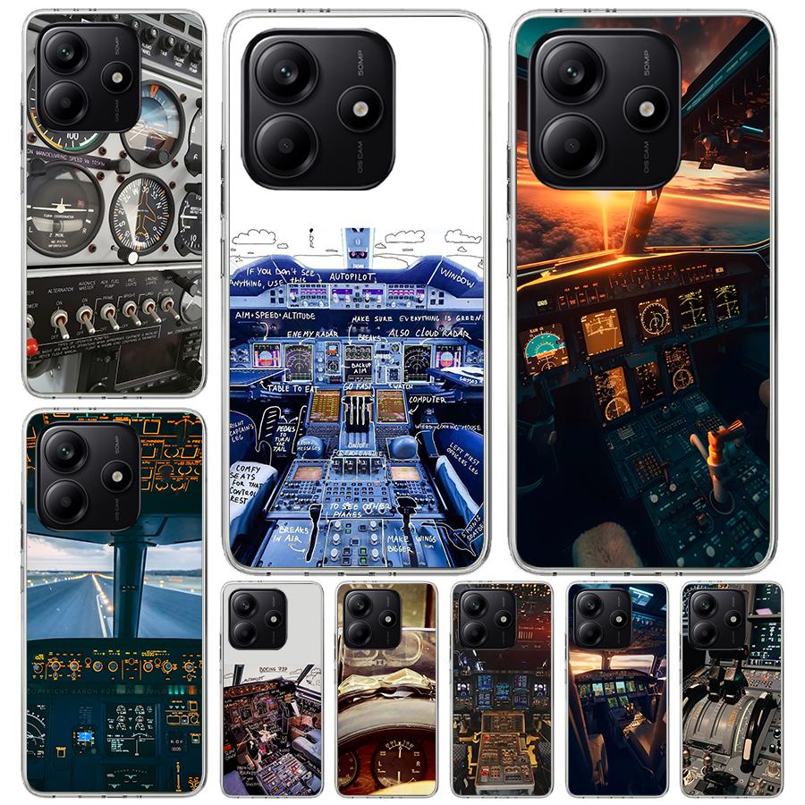 Aviation Aeroplane Pilot Cockpit Soft Phone Case For Xiaomi Redmi Note 15 14 14S 13 12 Pro Plus 12S 11 11S 11E 10 10S 11T 5G Fun