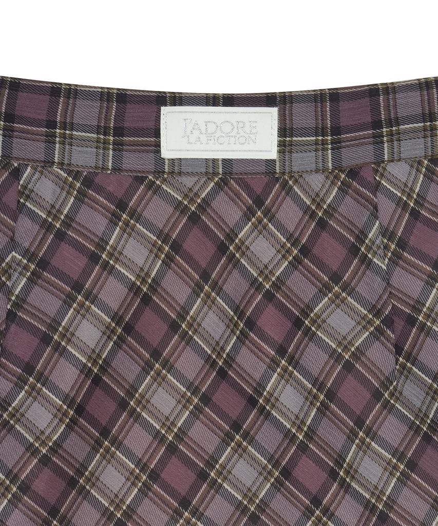 Latizen L17 Frill Check Long Skirt(Purple)