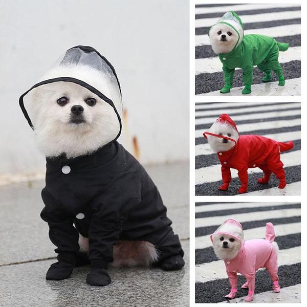 Dog Jumpsuit Waterproof Raincoat Full-Cover Puppy Raincoat Rainboots One-Piece Pet Costume Chihuahua Teddy Yorkie Raining Coats