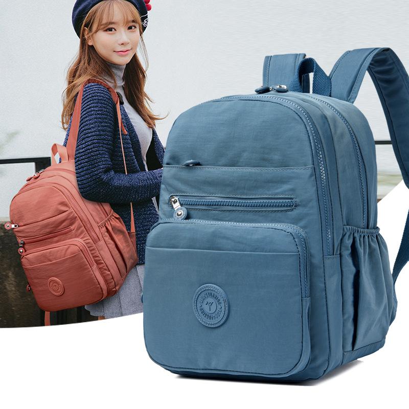 Lightweight Backpack Women Nylon Backpack Solid Color Travel Bag Student Schoolbag