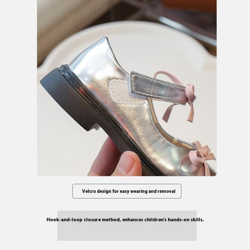 Новая весенне-осенняя модная обувь для девочек с бантом и мягкой кожаной подошвой