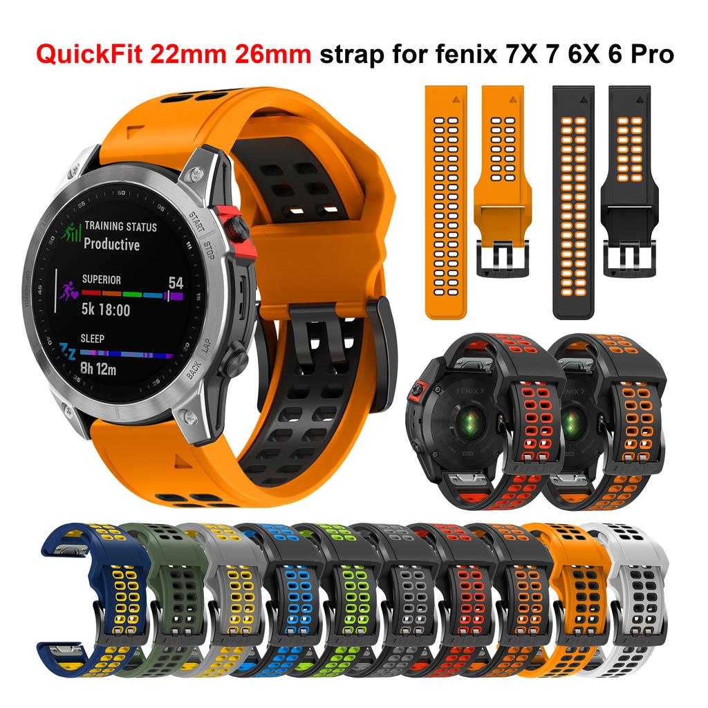 22 26mm QuickFit Silicone Strap for Garmin Fenix 7 7X 6 6X Pro 5 5X Plus Smart Watch Band Sports Breathable Bracelet for Fenix 7